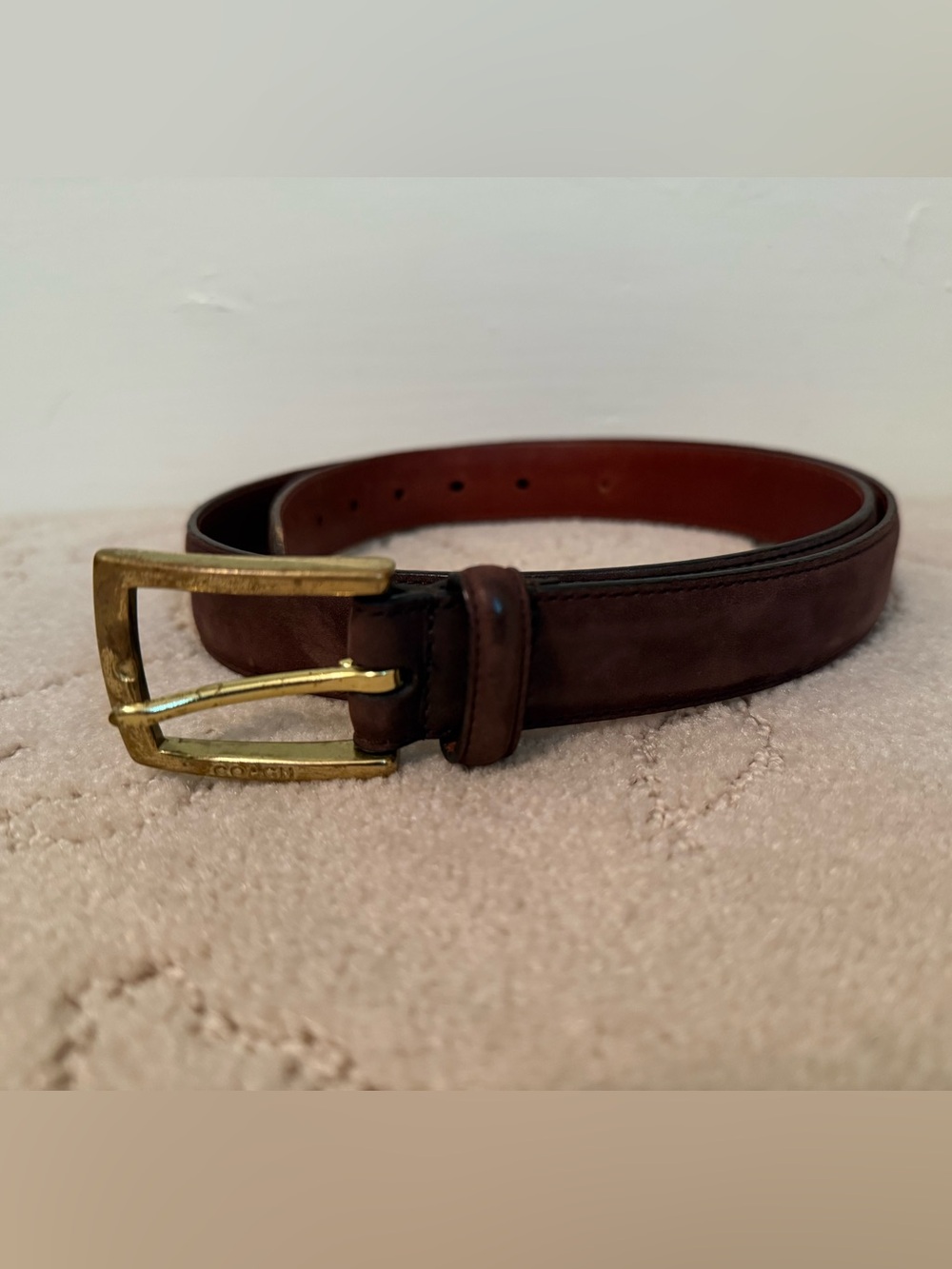 Vintage Coach Brown Leather Belt – Solid Brass Buckle Size 38